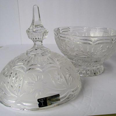 Pretty Fancy Hand Cut Lead Glass Covered Candy Dish, Yugoslovia