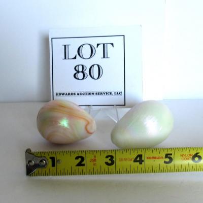 Two Vintage Gibson Glass Art Glass Eggs