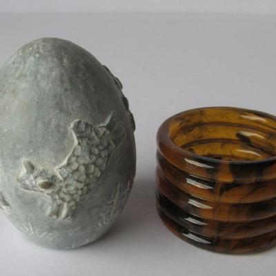 Decorative Egg in Plastic Holder, Leaping Lambs, Isabel Bloom 1996