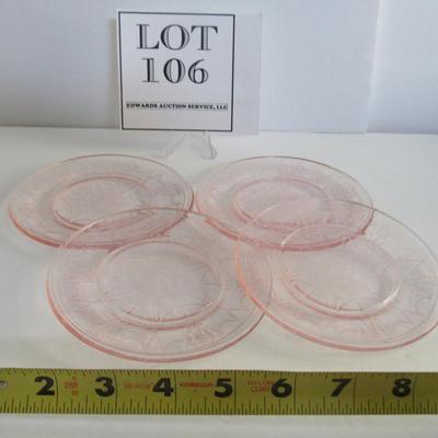 Mosser Glass Childs Pink Jennifer 4 Dinner Plates