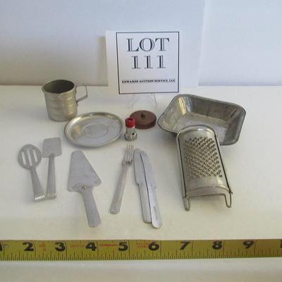 Lot of Vintage Kids Dishes and Utensils, Aluminum,