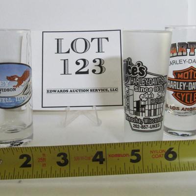 3 Harley Davidson Shot Glasses