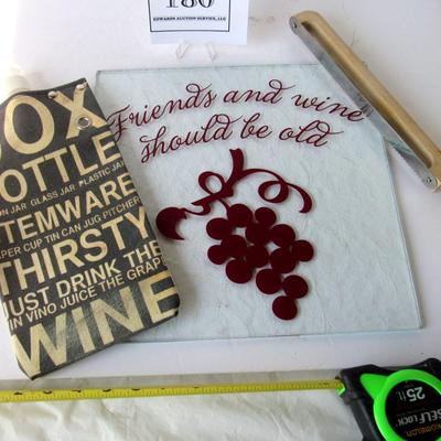 Nice Glass Cutting Tray With Bread Knife and Wine Cooler Bag