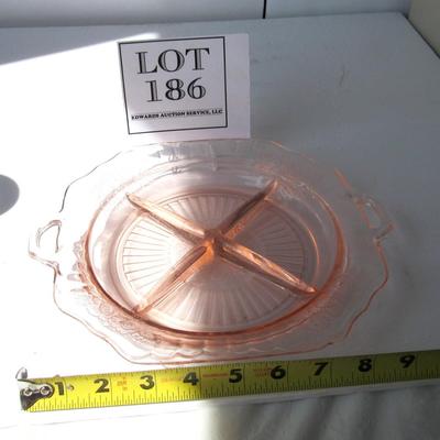 Depression Glass Pink Mayfair, Anchor Hocking, Divided Relish Dish