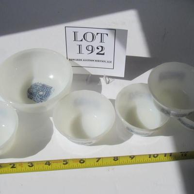 Milk Glass Bowls With Currier and Ives Theme