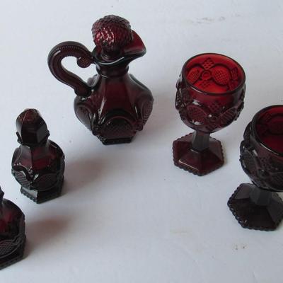 Lot of Avon Red Glass, Salt and Peppers Still Have Perfume Inside