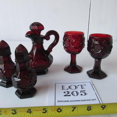Lot of Avon Red Glass, Salt and Peppers Still Have Perfume Inside