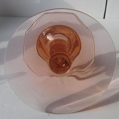 Heisey Glass Co, Pluto Pattern, Flamingo Pink Candleholder