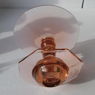 Heisey Glass Co, Pluto Pattern, Flamingo Pink Candleholder