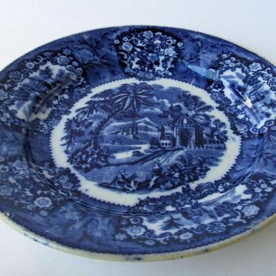 Lot 226:  Vintage Patrus Regout & Co Maastrich Holland Blue Transferware Plate, Marked on Back