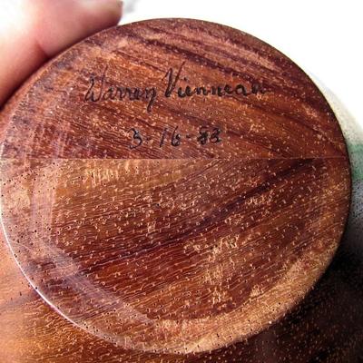 Signed Warren Vienneau, 3/16/88, Very Nice Hand Made Solid Wood Vase, Burl Sides