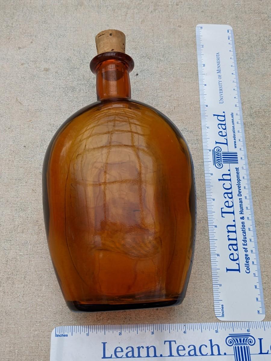 Amber Glass George Washington Father Country Flask | EstateSales.org