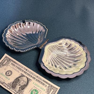 SILVER PLATED SHELL COVERED DISH GLASS INSERT