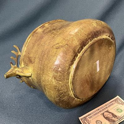 FAB VERDIGRIS ANTLERED DEER HEAD BOWL