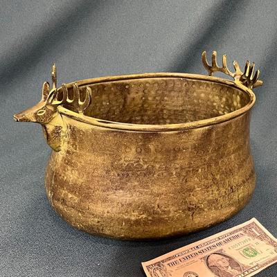 FAB VERDIGRIS ANTLERED DEER HEAD BOWL