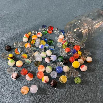 JAR FULL OF OLD MARBLES