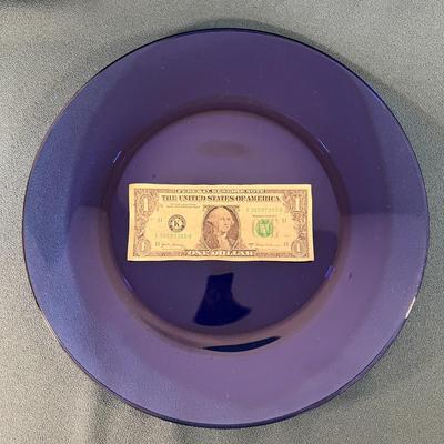 LARGE BLUE GLASS SERVING PLATTER