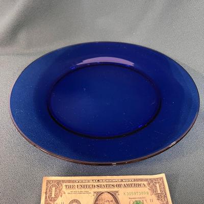 LARGE BLUE GLASS SERVING PLATTER