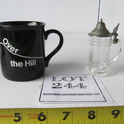 Small West German Glass Stein and Over The HIll Mug