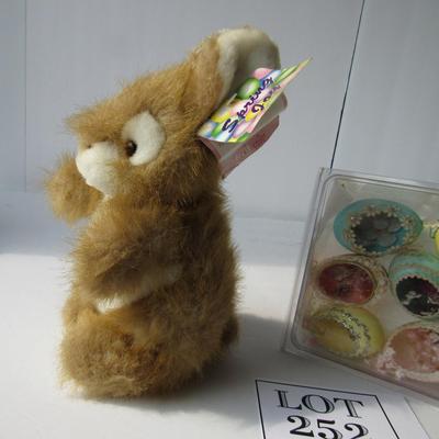 Older Plush Rabbit with Hand Crafted Real Easter Egg Decorations
