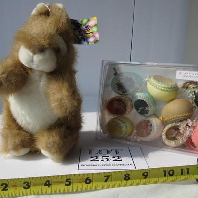 Older Plush Rabbit with Hand Crafted Real Easter Egg Decorations
