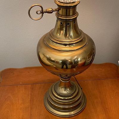 Two Antique Brass Bottom Lamps from "The Lamp Shop"