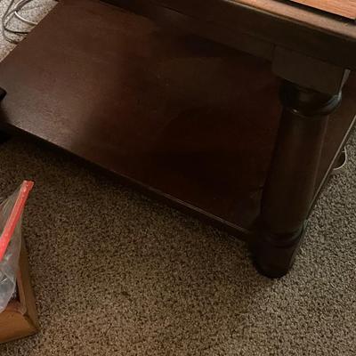 Two Vintage Henredon Block Design End Tables with Shelf Bottom