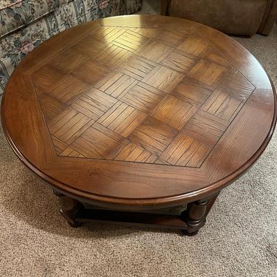 Vintage Henredon Block Design Coffee Table with Glass Bottom