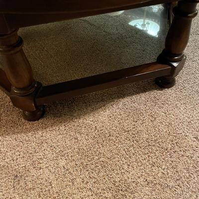 Vintage Henredon Block Design Coffee Table with Glass Bottom