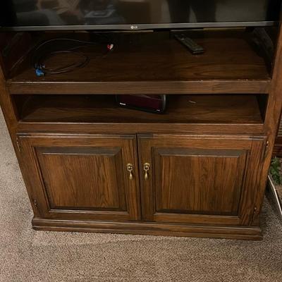 Vintage Solid Wood Media Center with Cabinets on Bottom
