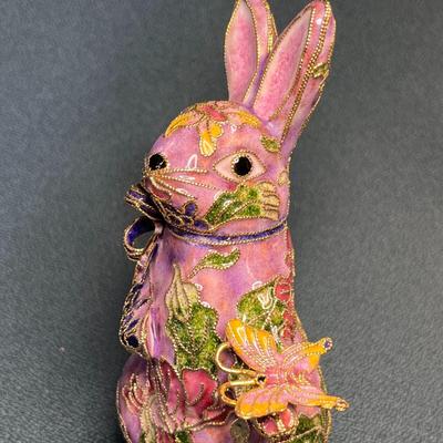 EXQUISITE ENAMELED RABBIT FIGURAL