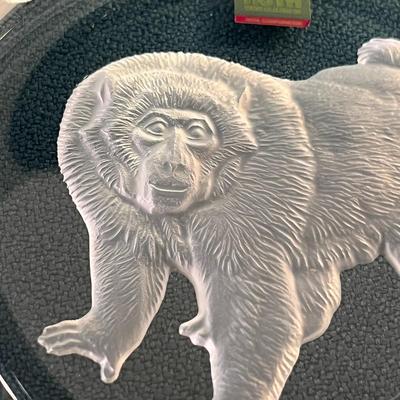ETCHED GORILLA CRYSTAL DISH BY HOYA JAPAN
