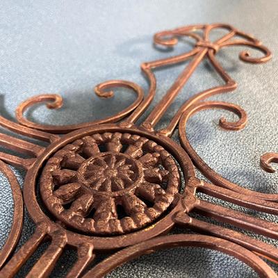 WROUGHT IRON CROSS w/ CENTER MEDALLION