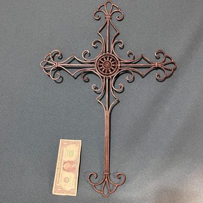 WROUGHT IRON CROSS w/ CENTER MEDALLION