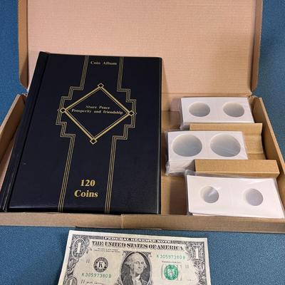 COIN ALBUM NEW IN PACKAGE HOLDS 120 COINS