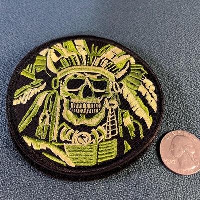 INDIAN SKELETON WITH WAR BONNET PATCH 