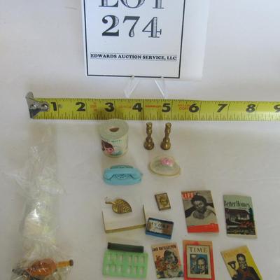 Lot of Miniature Dollhouse Items, Northern Tissue Roll, Candlesticks, More