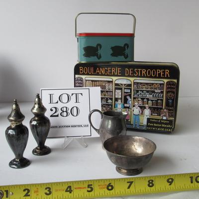 Vintage Silver Plate and Tin Box Lot Reed and Barton
