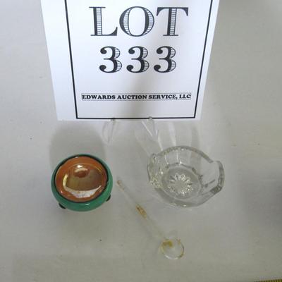 Japan Lusterware Salt Dip, Clear Salt Dip and Salt Spoon