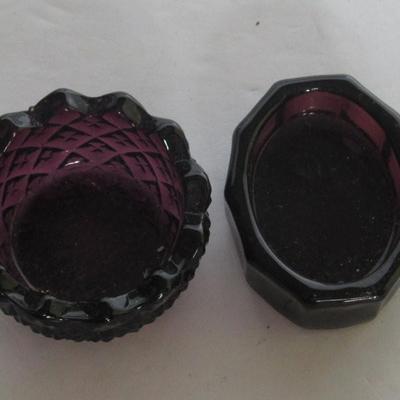 2 Vintage Mosser Glass Purple Salt Dips