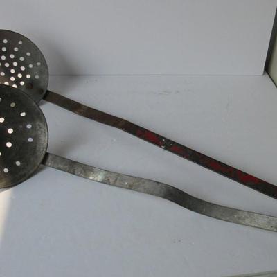 Lot 364: Two Old Long Ice Fishing Ladels