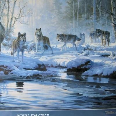 Lot 368: Large Picture: "Six-Pack" Celebrate the Timber Wolf, Artist Zoellick Signed in Silver Pen, 20" x 26"