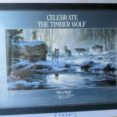 Lot 368: Large Picture: "Six-Pack" Celebrate the Timber Wolf, Artist Zoellick Signed in Silver Pen, 20" x 26"