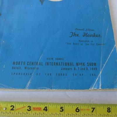 Lot 369: Vintage "The Honker" Jan 1949, Large Soft Cover Book, North Centeral International Mink Show