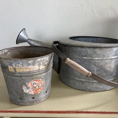 Metal Watering Can Bucket lot