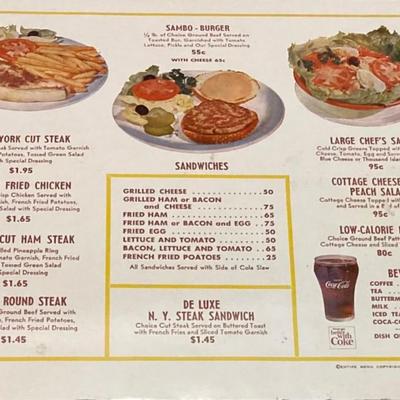 Sambo's Pancakes 1962 Menu