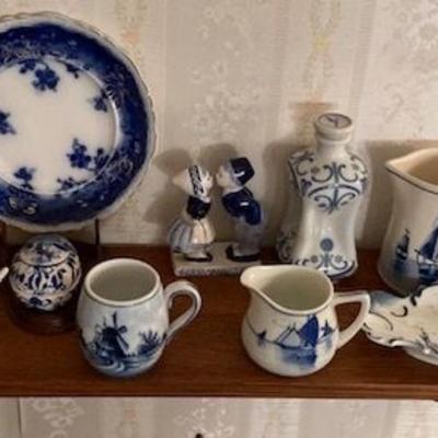 Shelf Of Delfts And Related Items (Shelf Included)