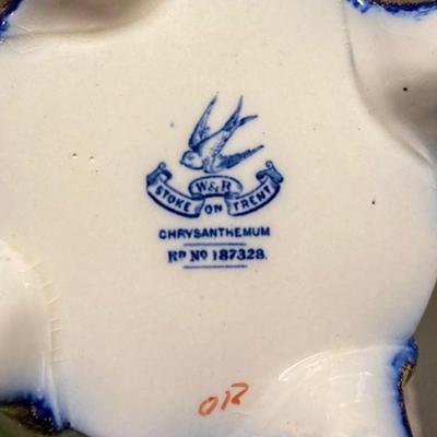W&R Stoke On Trent Blue And Gold Footed Vase