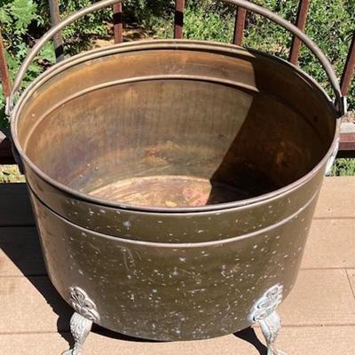 Large Copper Log Bin/Planter With Handle