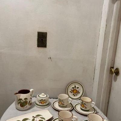 Clearance Spangl tea set for 4 creamer, sugar & cookie plate